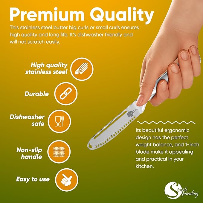 Simple Preading Magic Butter Knife Spreader and Curler - Curl Your Butter with Ease 3 Different Ways x1